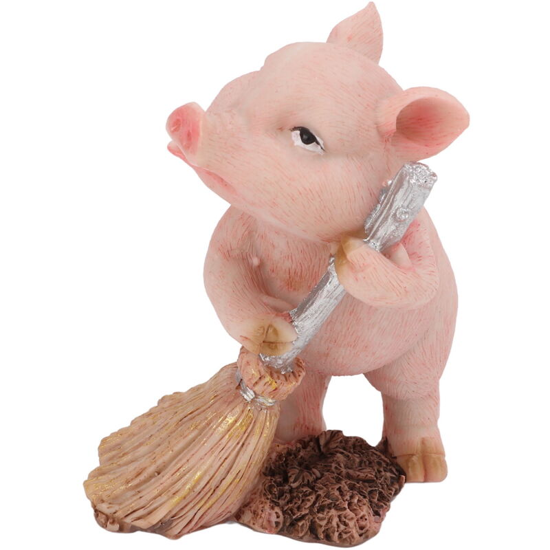 Figurine de cochon miniature en résine durable, design de balayage de sol, style campagnard