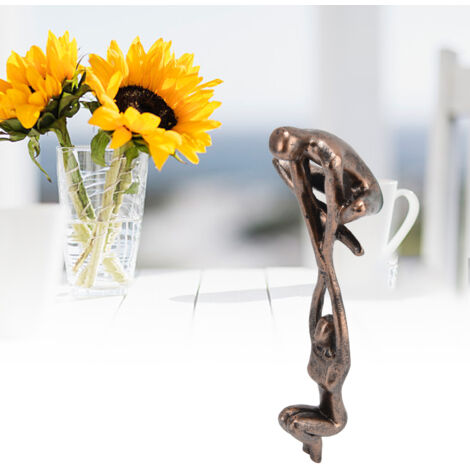 Figurine de Couple en Resine Sculpture de Danse Ornement pour Bureau Maison Decoration Desktop [Modele: Couple Dynamique] [Matériel: Résine] [Dimensions: 19.5cm] [Couleur: Ébène / Gris] [Quantité: 1 P
