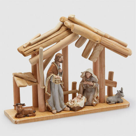 Figurine de crèche avec cabane 38x10x28 cm