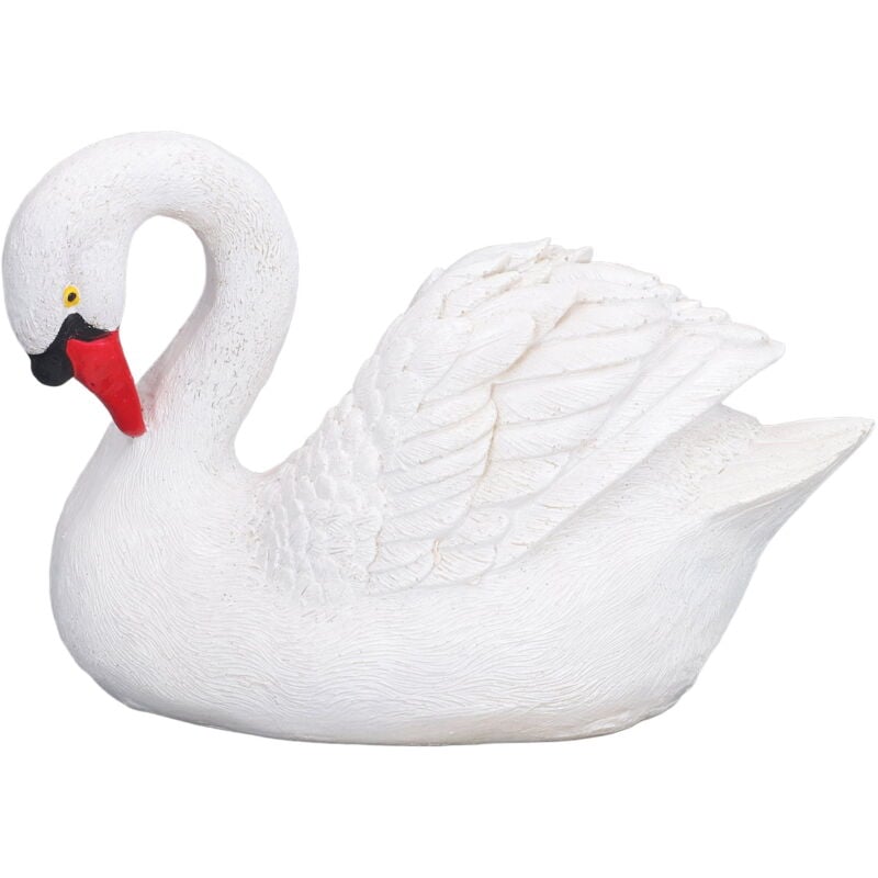 Figurine de cygne blanc en résine Statue d'oie blanche en résine pour décoration de jardin extérieur
