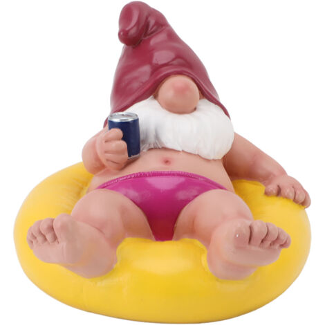 Figurine de gnome flottant pour bassin - Résine - Statue décorative relaxante pour jardin et piscine - Yellow - Dimensions 17.5x12x15.5cm - Lot 1