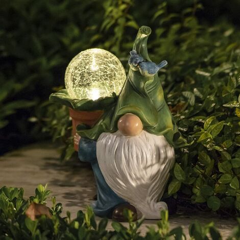 Solaire de Jardin Statue Lumières avec LED Solaire en Résine Synthétique  Nain de au Hula Hoop avec des lumières solaires à LED pour Jardin Patio  Cour Pelouse Décoration Extérieure-Fei Yu
