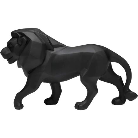 Figurine de Lion décorative Design Statue de Lion Sculpture décorative géométrique Résine Statue de Lion en résine pour Salon Chambre Décoration Cadeau, Noir