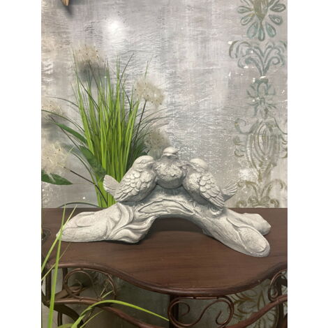 Figurine de moineaux sur une branche de pierre - Décoration de jardin et de maison