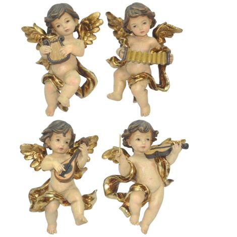 Figurine de Noël Ange 4U en résine dorée 13 cm x 4 cm x 9,5 cm