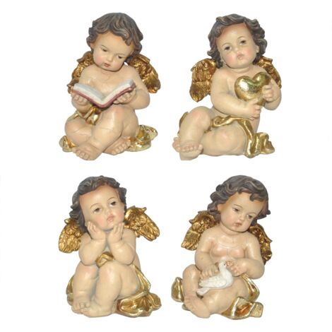 Figurine de Noël Ange 4U Résine Doré 11,5 cm x 9 cm x 8 cm