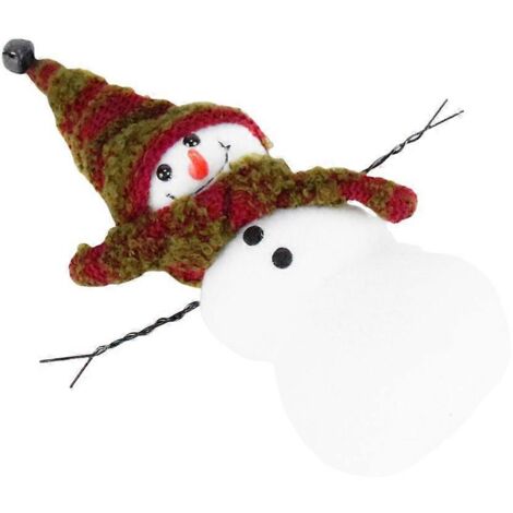 Figurine de Noël bonhomme de neige avec chapeau rayé et écharpe, décoration festive pour maison, sapin, intérieur et extérieur.