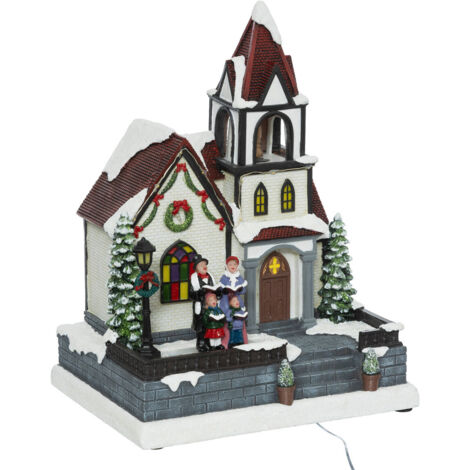 Figurine de Noël église, éclairage LED