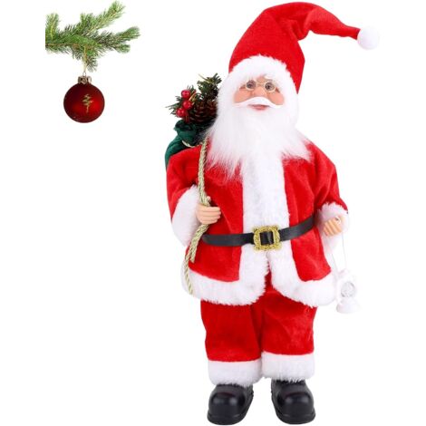 Figurine de Noël traditionnelle rouge représentant le Père Noël, 30 cm, debout