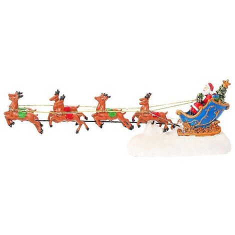 Figurine de Père Noël tirant un cerf et tirant un chariot - Décorations de Noël pour la maison