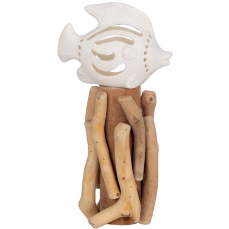 Figurine de poisson LED sur tronc en bois, lampe de table décorative pour la maison, style maritime et nautique