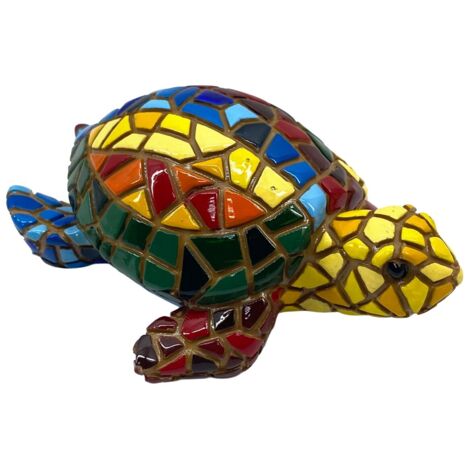 Figurine de tortue en mosaïque de résine colorée, taille L, pour la décoration