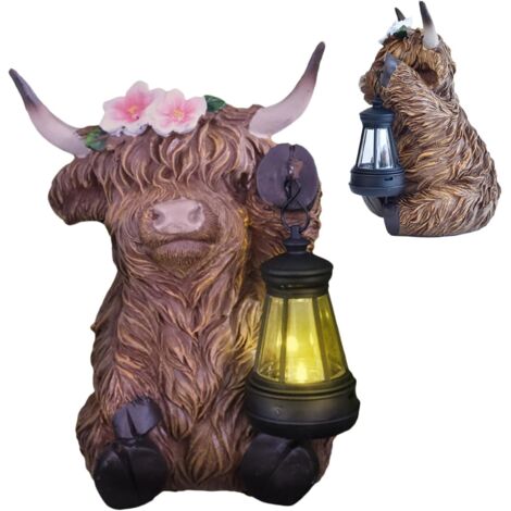 Figurine de Vache Highland pour Décoration de Jardin Figurines Lumineuses