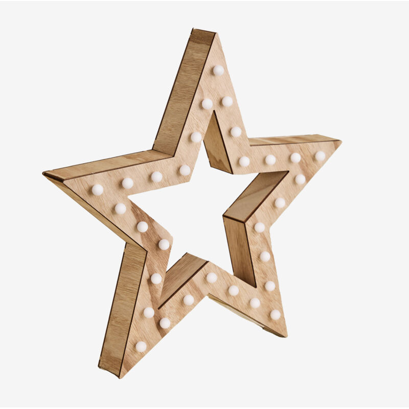 Figurine décorative avec lumières led Luzi Sklum Marron Bois Naturel