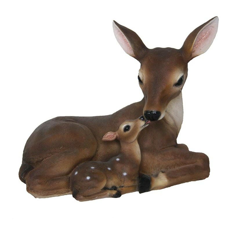 Biche et faon Déco résine 27cm