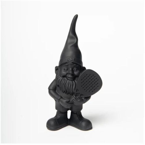 Figurine décorative - BLOGO - Pachito - Noir - 29 cm - Nain de jardin joueur de padel