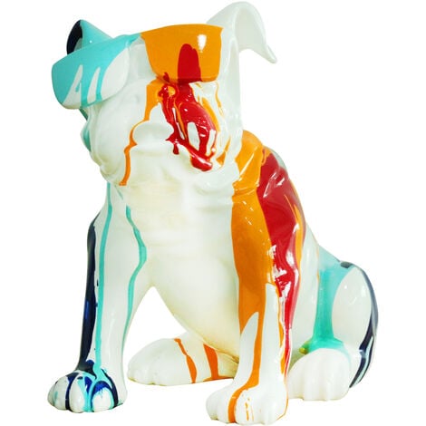 Figurine Décorative Chien Bulldog Assis Kuatéh en Polyrésine 40x23x34 cm Multicolore