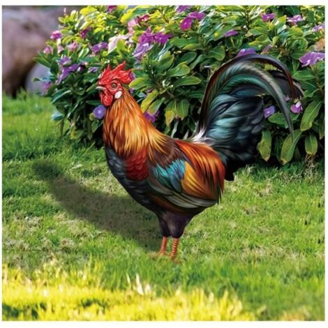 Figurine décorative - Coq - Sculpture en acrylique - Imperméable - Pour jardin - Animaux en résine