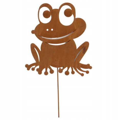 Figurine décorative de jardin en forme de grenouille, style industriel, en étain, 40 cm, sur une branche