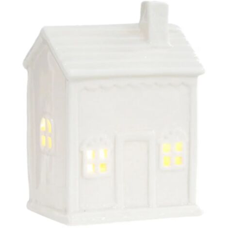 Figurine décorative de Noël, village miniature en porcelaine, LED, 1 maison, céramique