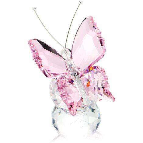 Figurine décorative de papillon volant en cristal avec socle en verre