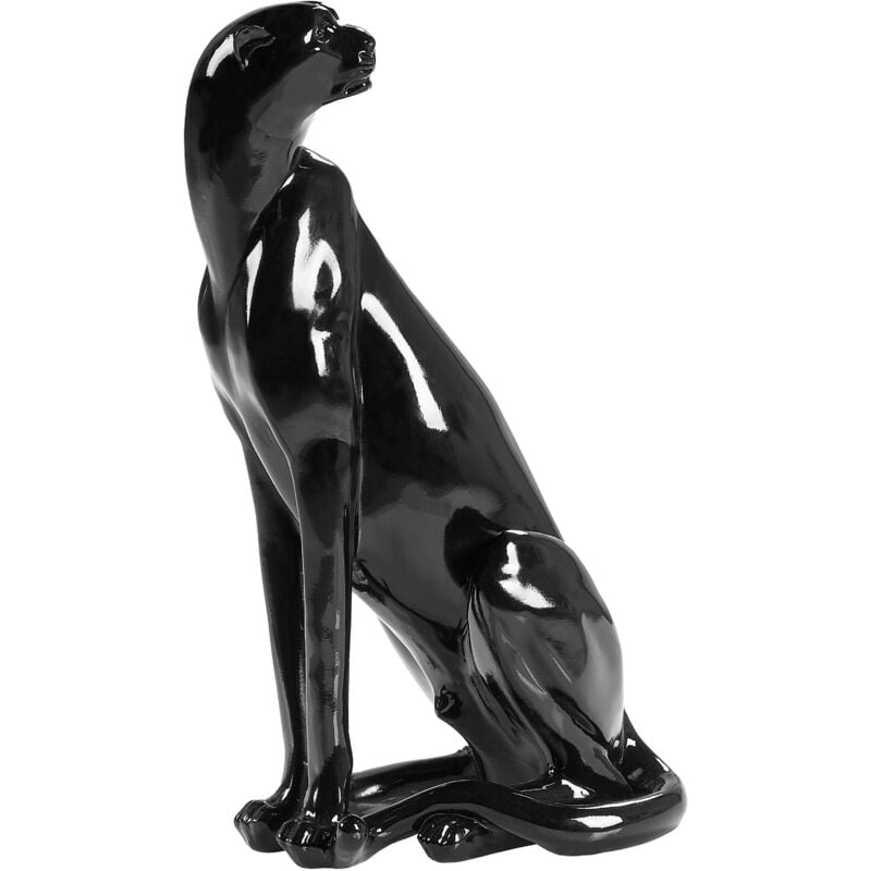 Beliani - Figurine Décorative en Polyrésine Accessoires Jaguar Noir Broye