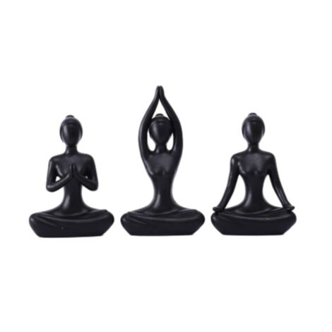 Figurine décorative femme en posture de yoga, coloris noir, décoration moderne pour intérieur