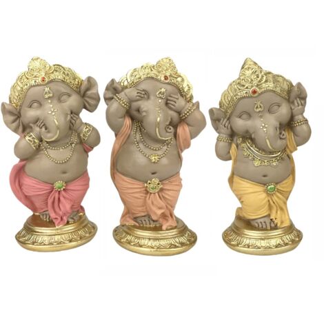 Figurine décorative Ganesh en résine, statue de Bouddha oriental, sculpture spirituelle pour la maison et le bureau, lot de 3