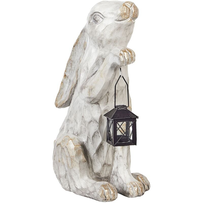 Beliani - Figurine Décorative MgO Lapin de Pâques Intérieur Extérieur Accessoire de Jardin Blanc Gerland