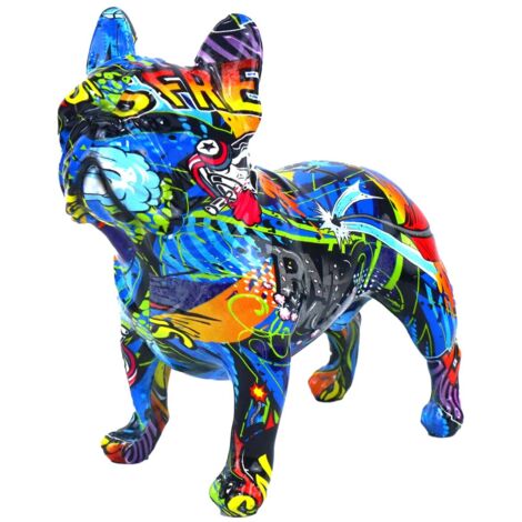Figurine décorative Pop Art en résine représentant un bouledogue - Idéale pour la maison et le bureau - Design moderne et créatif pour les amoureux des chiens