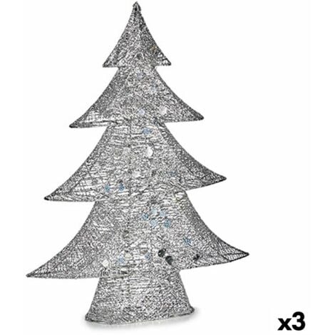 KRIST+ Figurine Décorative Sapin de Noël Métal Argenté 12 x 59,5 x 48,5 cm (3 Unités)