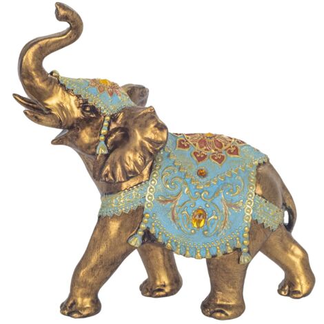 Figurine d'éléphant décorative en résine dorée pour la maison, ornement élégant et moderne pour le salon ou le bureau