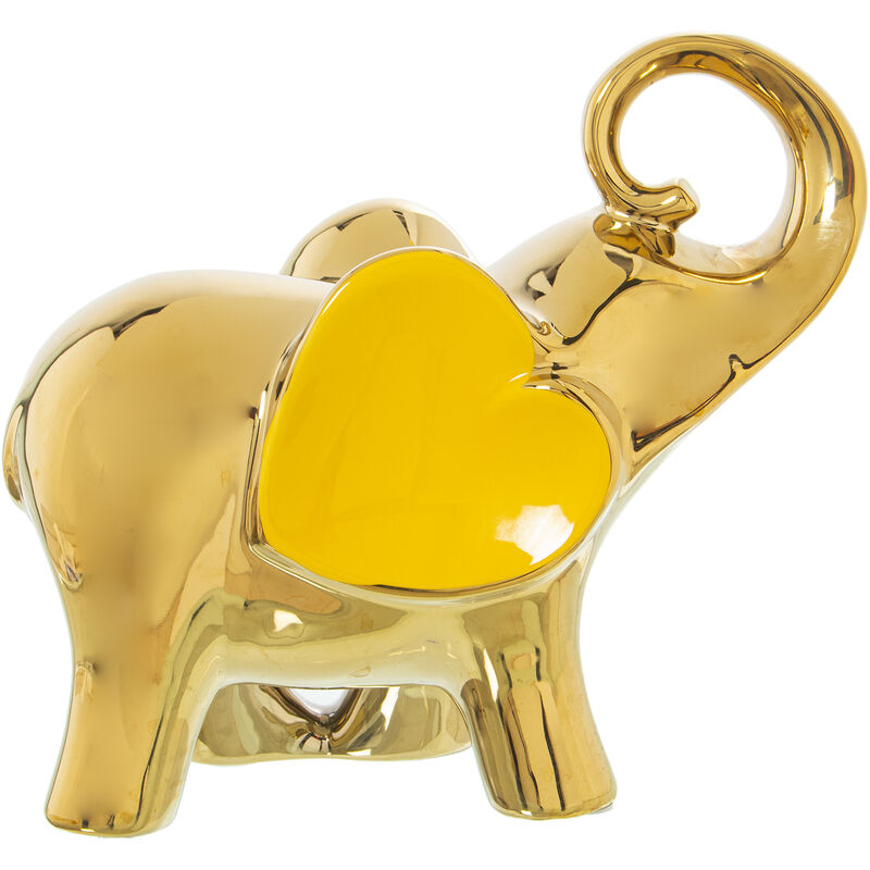 Fijalo - Figurine éléphant en céramique dorée/jaune 27X12X25 Cm