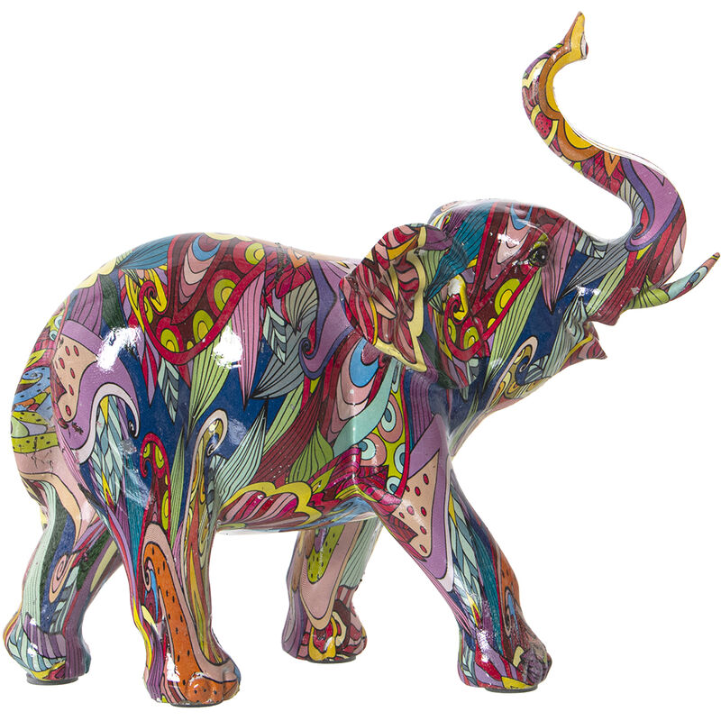Fijalo - Figurine éléphant en résine multicolore Graffiti 24X9X20 Cm