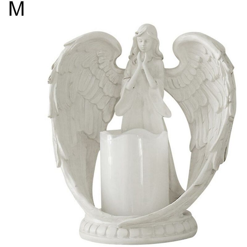 Image of Fortuneville - Figurine di angelo in resina Artigianato Ornamento in miniatura di candeliere elettronico in resina