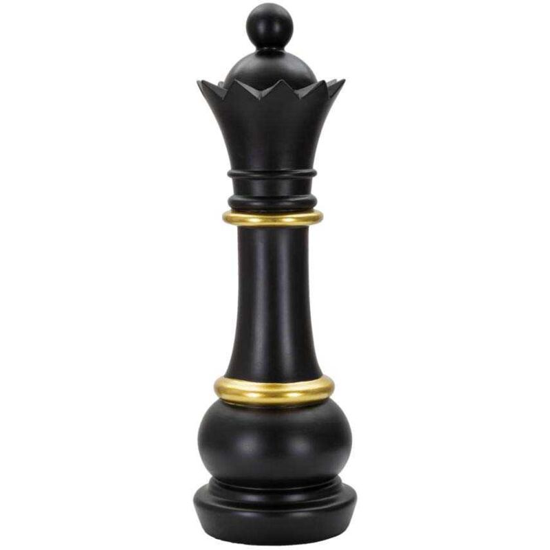 Mauroferretti - Figurine échec décoratif en polyrésine noire et dorée Reine
