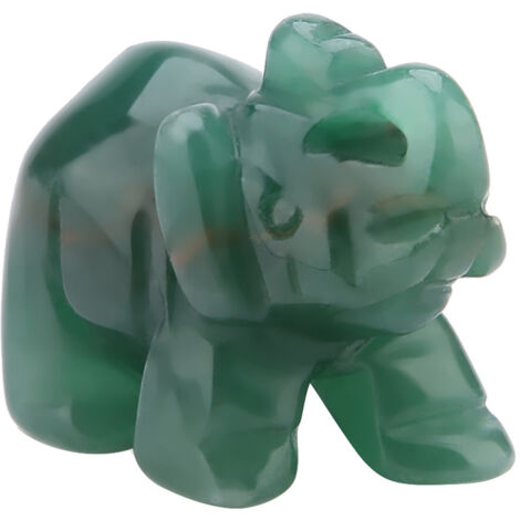 Figurine Éléphant en Pierre Naturelle Sculptée 1,5 Pouce, Décoration Intérieure Cristal, Article de Décoration Maison (07)