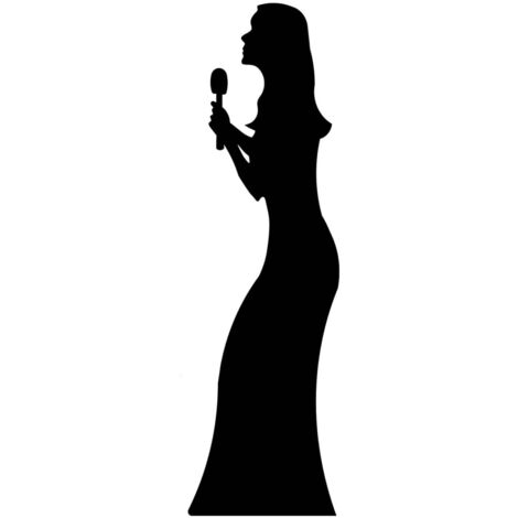 Figurine en carton Chanteuse avec micro et robe longue (Silhouette- ombre) 175 cm