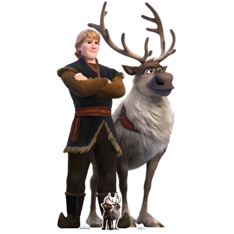 Figurine en carton Disney La Reine des Neiges 2 Kristoff et Sven ensemble Hauteur 195 cm