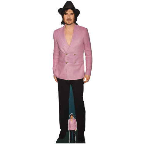 Figurine en carton Ian Somerhalder veste rose et chapeau - acteur - Haut 184 cm
