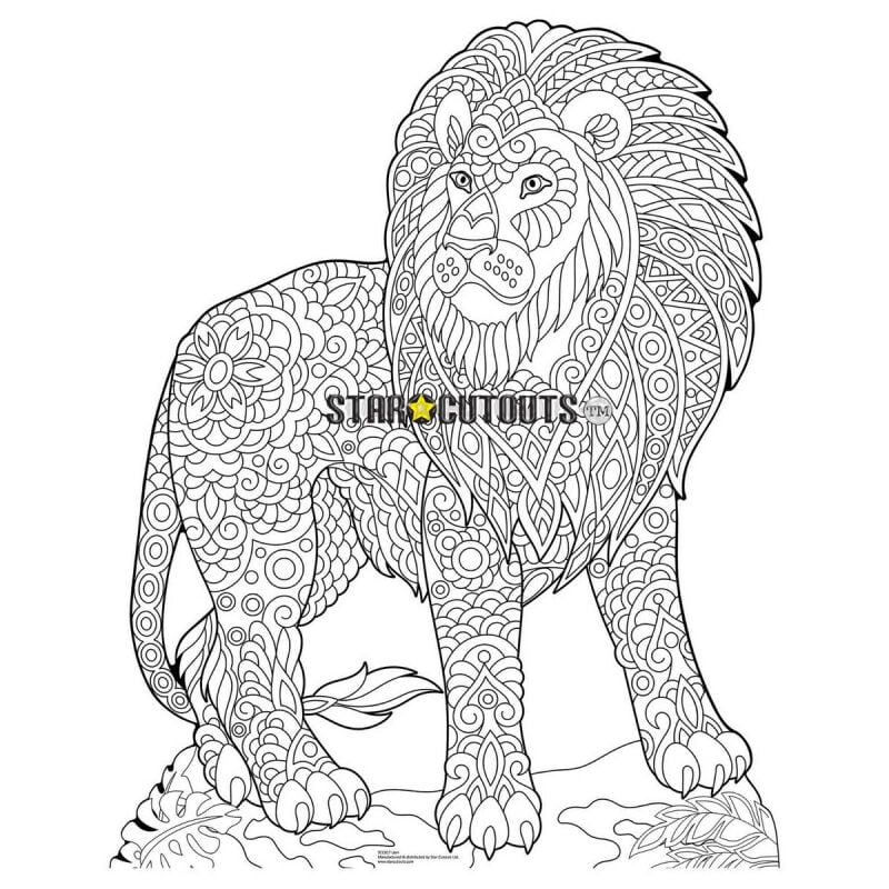 Star Cutouts - Figurine en carton à colorier - Mandala Lion - 94 cm