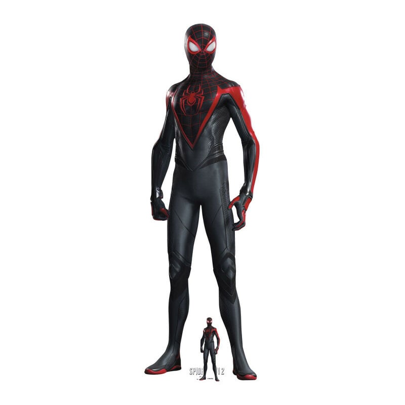 Figurine en carton Miles Morales debout Jeu SPIDER MAN 2 pour PS5 - Haut 178 cm