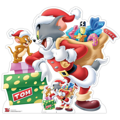 Figurine en carton - Noël - Tom & Jerry - Cadeau de Noël Tom Vert - Haut 81 cm