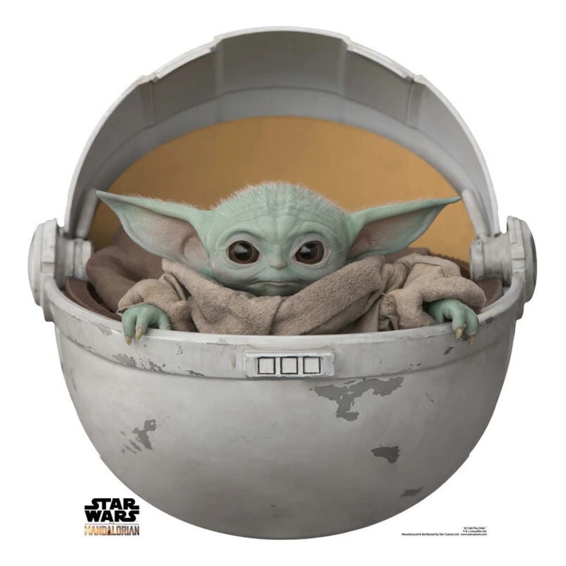 Star Cutouts - Figurine en carton Bébé Yoda alias Grogu dans son berceau volant film série Mandalorian h 75 cm