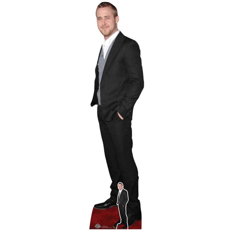 Star Cutouts - Figurine en carton Costume noir Ryan Gosling sourire 185cm