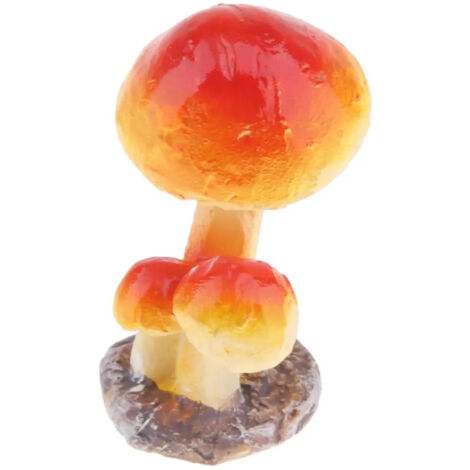 Figurine en forme de champignon 3 ttes jaune par Gar
