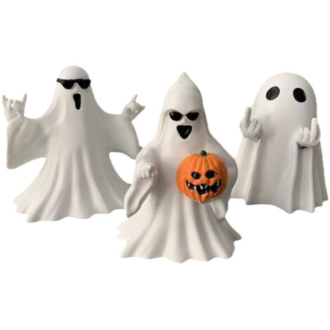 Figurine fantôme d'Halloween - Statue effrayante du majeur, décoration mignonne pour décorations d'Halloween, porche et décoration intérieure effrayante