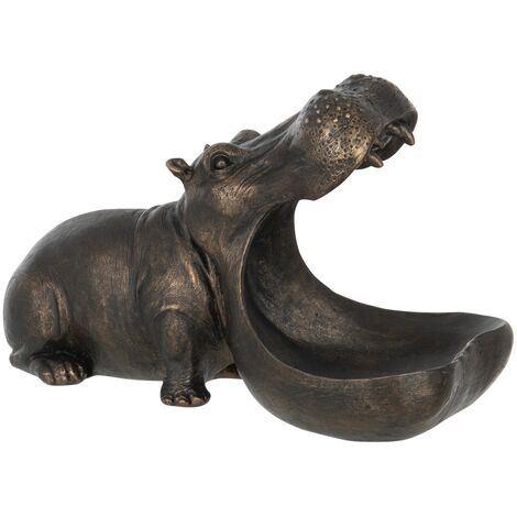 Figurine hippopotame bronze Jango L 26.5 cm