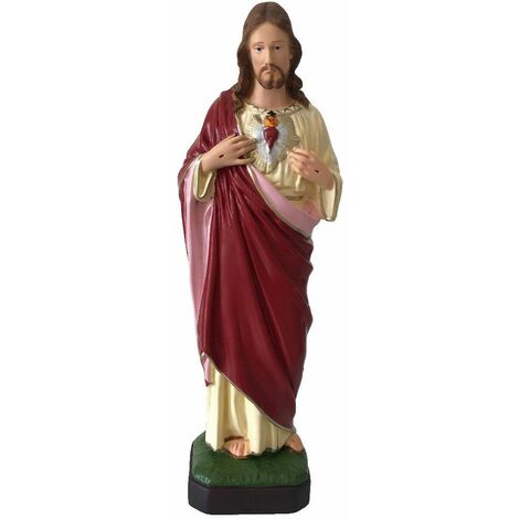 Figurine Jésus Christ Sacré coeur Rouge Intérieur et extérieur