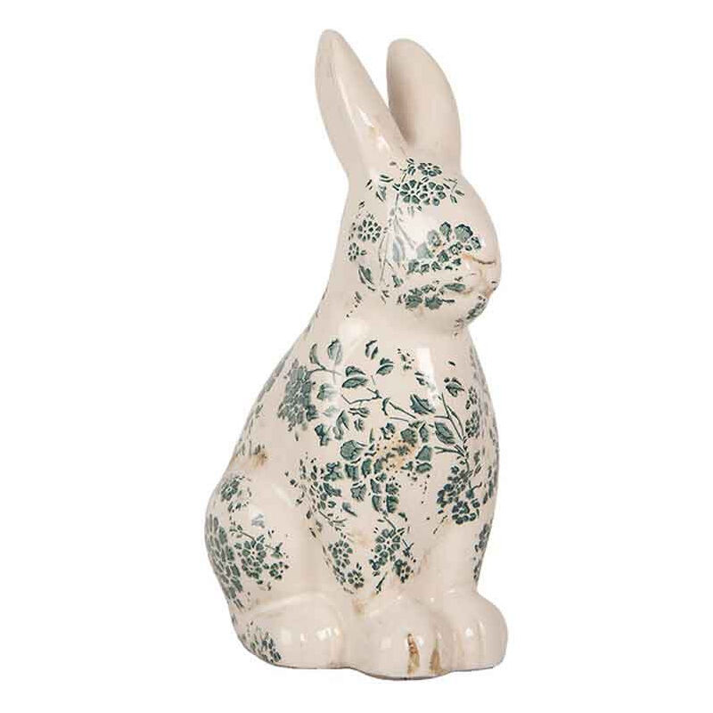 Figurine lapin beige vert céramique 16x12x28cm